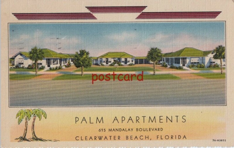 1939 PALM APARTMENTS Clearwater FL J. Ward Palmer Owner, to Mr. Vernon Witmer