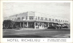 St. Petersburg Florida FL Hotel Richelieu Classic Cars Vintage Postcard