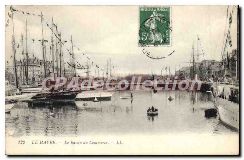 Old Postcard Le Havre Bassin du Commerce