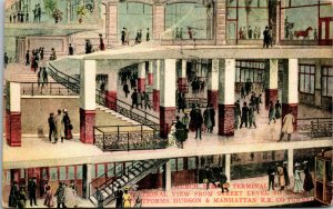 Vtg 1908 Church Street Terminal Sectional View Street Level To Train Postcard