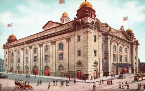 Vintage Postcard 1910's Auditorium Building Denver Colorado US Flags Structure