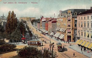 Carl Johans Street, Christiana, Norway,  Early Postcard, Unused