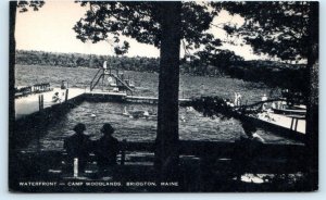 BRIDGTON, Maine ME ~ Waterfront CAMP WOODLANDS Cumberland County 1953 Postcard