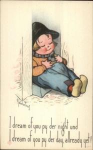 Charles Twelvetrees - Little Boy Asleep in Doorway c1915 Postcard