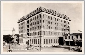 Brandon MB Prince Edward Hotel Oldsmobile Sign Jerrett RPPC Postcard H81