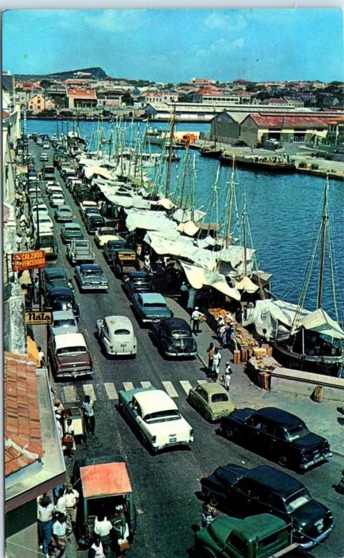 CURACAO, N. A.   FLOATING  MARKET  Cars & Boats   1962   Postcard