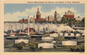 F81/ Tulsa Oklahoma Postcard Linen Mid-Continent Oil Refinery Tanks