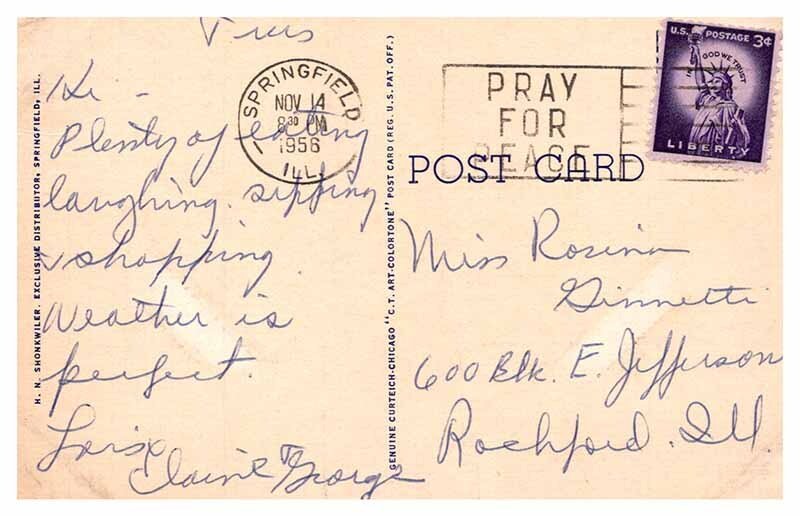 Postcard HOTEL SCENE Springfield Illinois IL AP8434