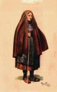 Artist Signed Alberto Touzz Costume Portugal Vintage Postcard C326