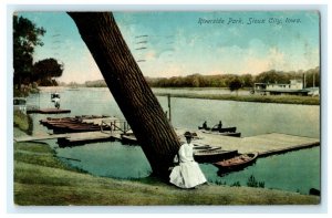 Riverside Park Sioux City Iowa 1912 Wayne Nebraska Vintage Antique Postcard 