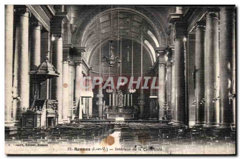 Postcard Old Rennes Inside of the Cathedral