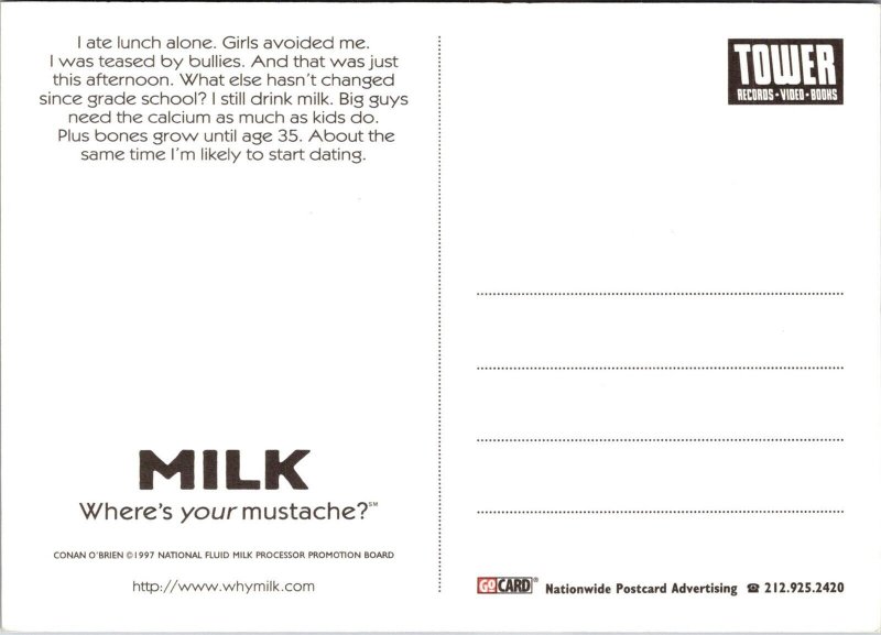 Got Milk? Advertising Conan O'Brien c1997 Postcard S68