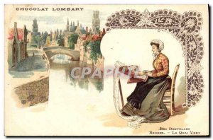 Old Postcard Advertisement Lombart Chocolate Laces Green Quay