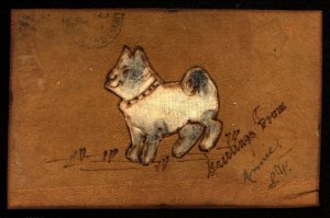 ABRO 1908 Cute Puppy  Leather Post Card San Francisco posted to San Diego