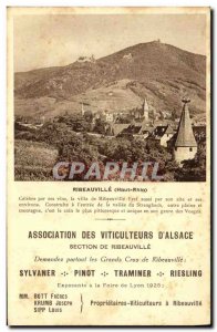 Old Postcard Ribeauville Advertisement Winemakers Association d & # 39Alsace ...