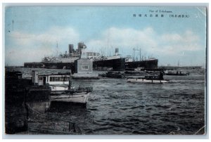 Yokohama Japan Postcard Scene at Pier of Yokohama 1912 Posted Antique