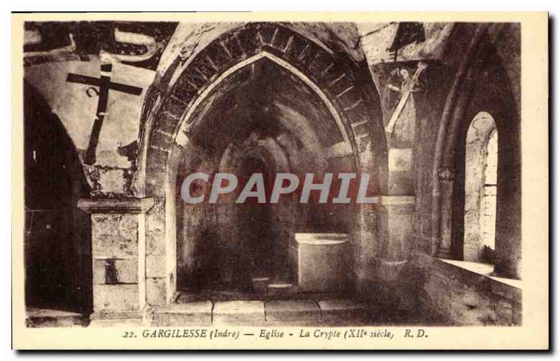 Old Postcard Gargilesse Indre Church Crypt century XII