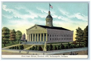 c1920's First State House Building Erected 1836 Indianapolis Indiana IN Postcard