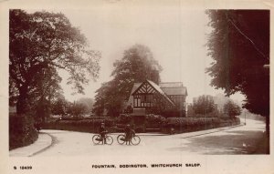 WHITCHURCH ENGLAND~FOUNTAIN-DODINGTON-BICYCLE RIDERS~1916 REAL PHOTO POSTCARD