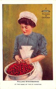 Heinz Home of 57 Varieties Hulling Strawberries Advertising Postcard