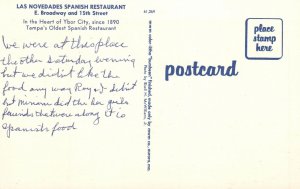 Vintage Postcard Tampa's Oldest Las Novedades Spanish Restaurant Ybor Florida FL