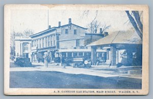 WALDEN NY A.B. GARRISON GAS STATION MAIN STREET ANTIQUE POSTCARD