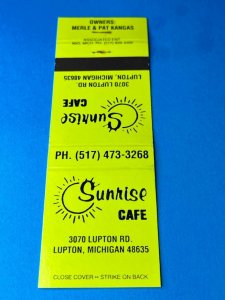 Vintage Matchbook Cover Sunrise Cafe Lupton, Michigan MB163