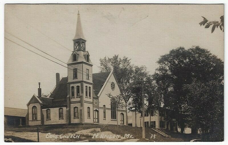 RPPC,  N. Anson, Maine, Early View of The Congregational Church