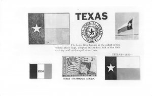 RPPC TEXAS Lone Star Banner State Flag, Statehood Stamp c1950s Vintage Postcard