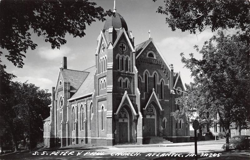 Atlantic IA St Peter & St Paul Roman Catholic Church 1940s RPPC 