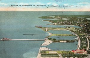 Vintage Postcard 1939 Air View Of Waterfront The Sunshine City St. Petersburg FL