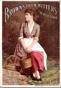 Trade Card - Brown'sIron  Bitters - Mrs. Langtry The Jersey Lilly