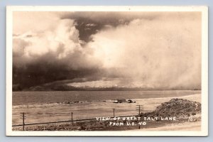 J95/ Great Salt Lake Utah RPPC Postcard c1910 Clouds View of Lake 78