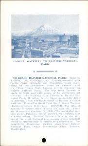 Rainier National Park Nisqually Glacier Promo Card Tacoma on Back c1910 NON-PC