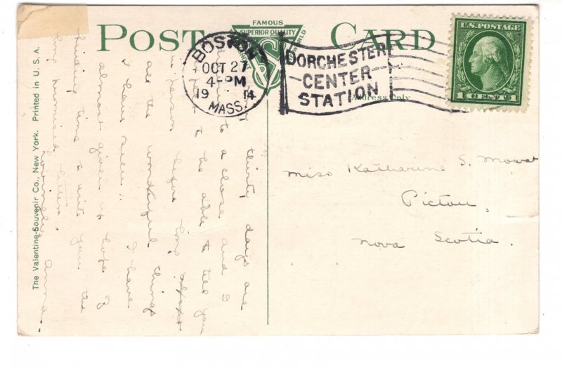 Public Library Boston, Massachusetts, Used 1914 Flag Cancel