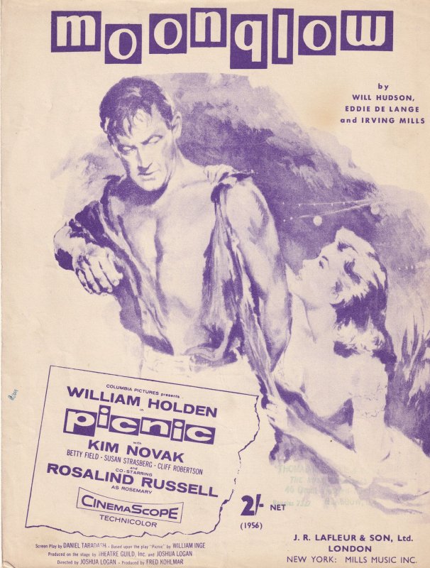 Moonglow Movie Theme William Holden 1950s Sheet Music