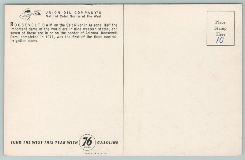 Arizona~Roosevelt Dam~Vintage Postcard