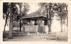 Iowa Ia Real Photo RPPC Postcard 1922 OSCEOLA Band Stand Benches