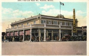 Vintage Postcard View of 2nd and Main Streets Tijuana Mexico MX