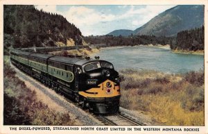 North Coast Limited Diesel Powered Train Montana Rockies Postcard JF360325