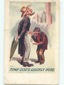 Pre-Linen Comic PICKPOCKET STEALS POCKET WATCH AB9614