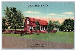 Carlsbad New Mexico NM Postcard Red Barn Cavern City Exterior View Building 1940