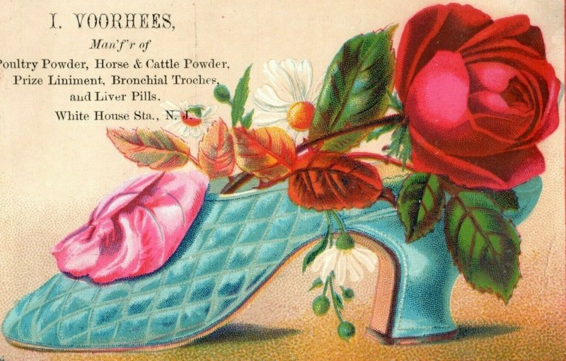 1880's I. Voorhees Boss Horse & Cattle Powders Liver Pills Quack Trade Card P122