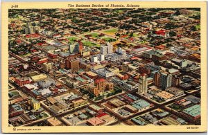 Postcard AZ Phoenix aerial business section