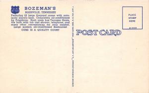 A60/ Nashville Tennessee Tn Postcard Linen Bozeman's Court Restaurant