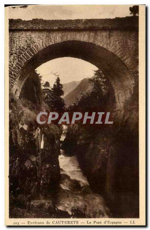 Postcard Old Surroundings of the Bridge of Spain Cauterets