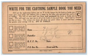 c1880's Sears, Roebuck and Co. Clothing Smaple Book Chicago IL Postal Card