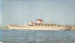 Ship. M/N Leonardo da Vinci Vintage Italian postcard 1960s. Size 14 x 8 cms.