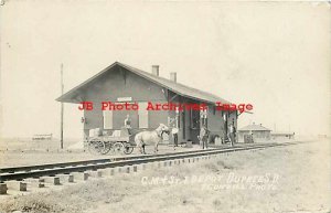 Depot, South Dakota, Dupree, RPPC, Chicago Milwaukee & St Paul Railroad, Cundill
