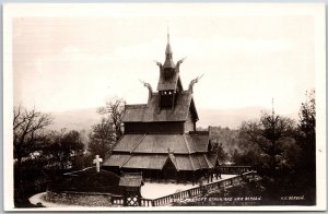Bergen Norway, Fantoft Stavkirke Church, Real Photo RPPC, Old Postcard